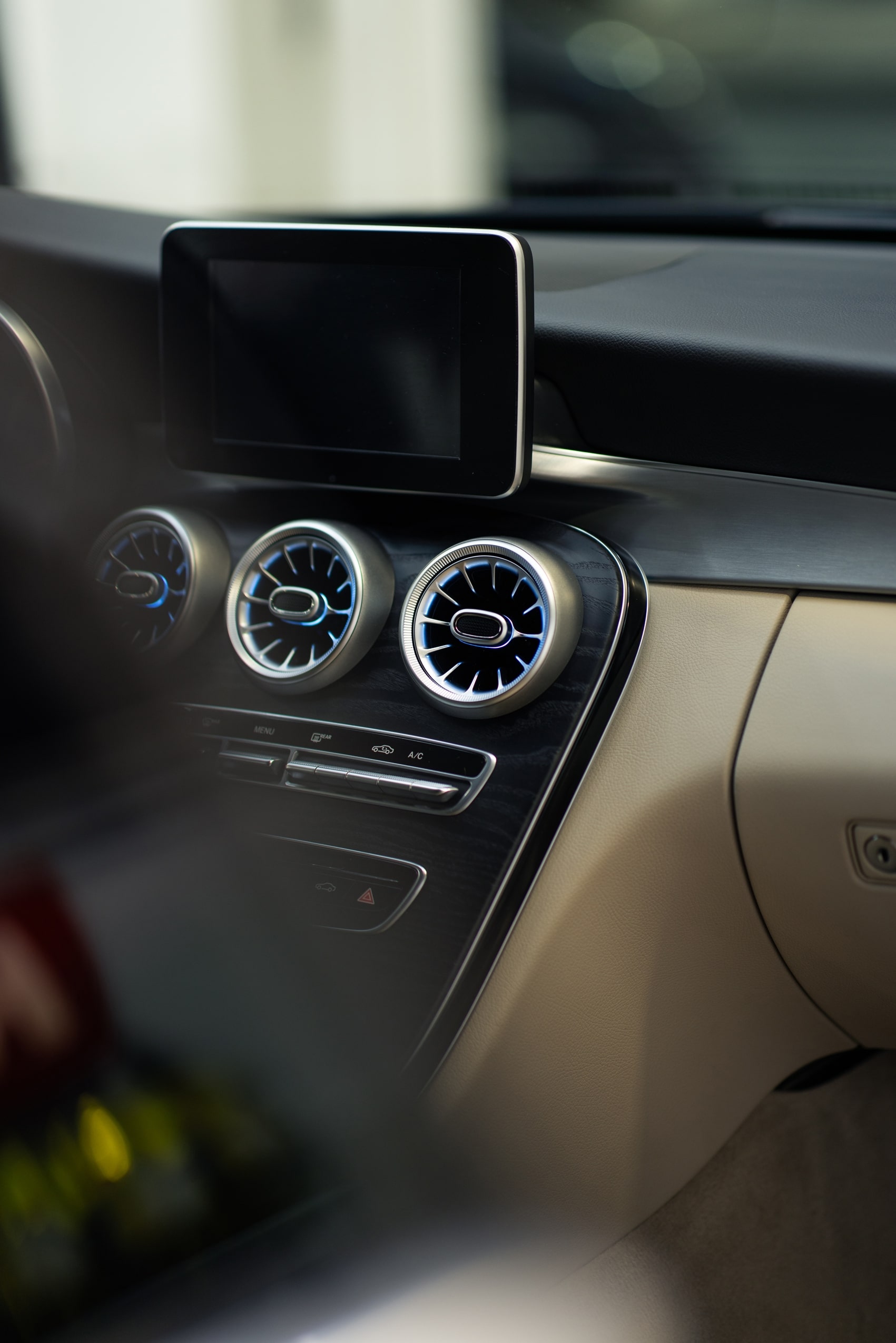 Interior of a car with touch screen
